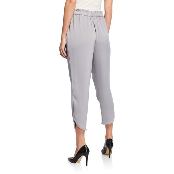 NWT Nanette Lepore Soft Pleated High-Waist Cropped Pants in Silver - Picture 2 of 8
